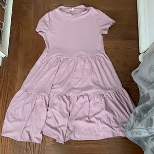 Pink, flowy t-shirt dress
